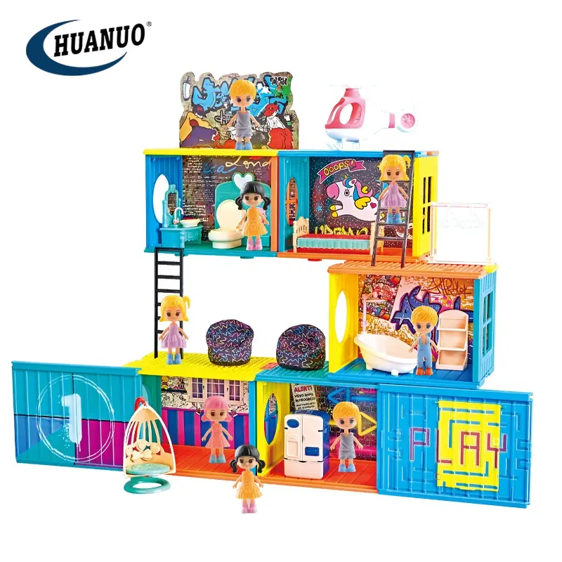 Bloques de construcción de casa de muñecas, casa de juguete ensamblada, Kit Diy, novedad