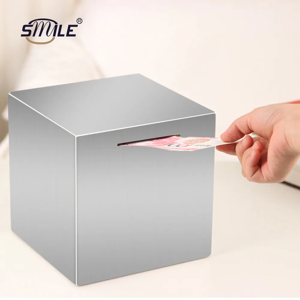 SMILE OEM Logo/Größe Edelstahl Kinder/Erwachsene Piggy Silver Bank Benutzer definierte Sparschwein Spar büchsen