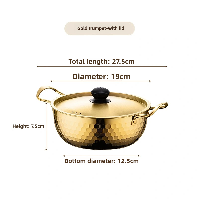 18cm Natural Color Pot with Gold Handle