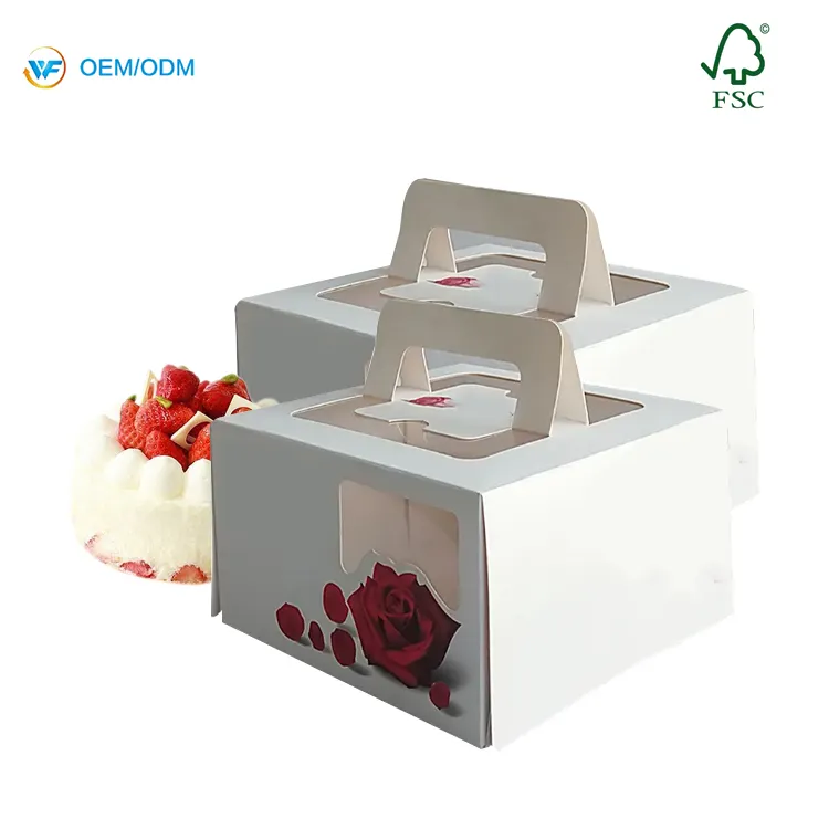 Caja pequeña de pastel de boda embalaje regalo papel cartón lujo personalizado ventana alta calidad venta al por mayor