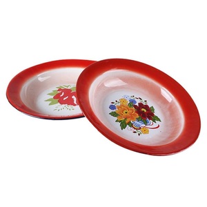 工厂批发廉价促销彩色定制标志搪瓷圆形餐具服务托盘 - Product Image 3