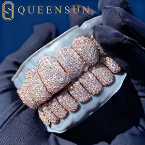 יוקרה ורד זהב moissanite יהלום grillz להגדיר תובל באופן מלא את שיניים היפ הופ מותאם אישית לגברים נשים עם vvs נצנוץ - Product Image 4