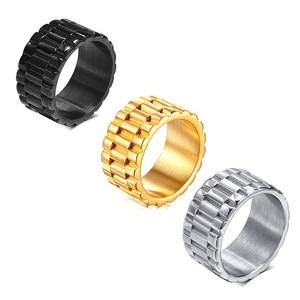 Edelstahl band Gold weiblich männlich Universal Wide Zeigefinger Ring - Product Image 1