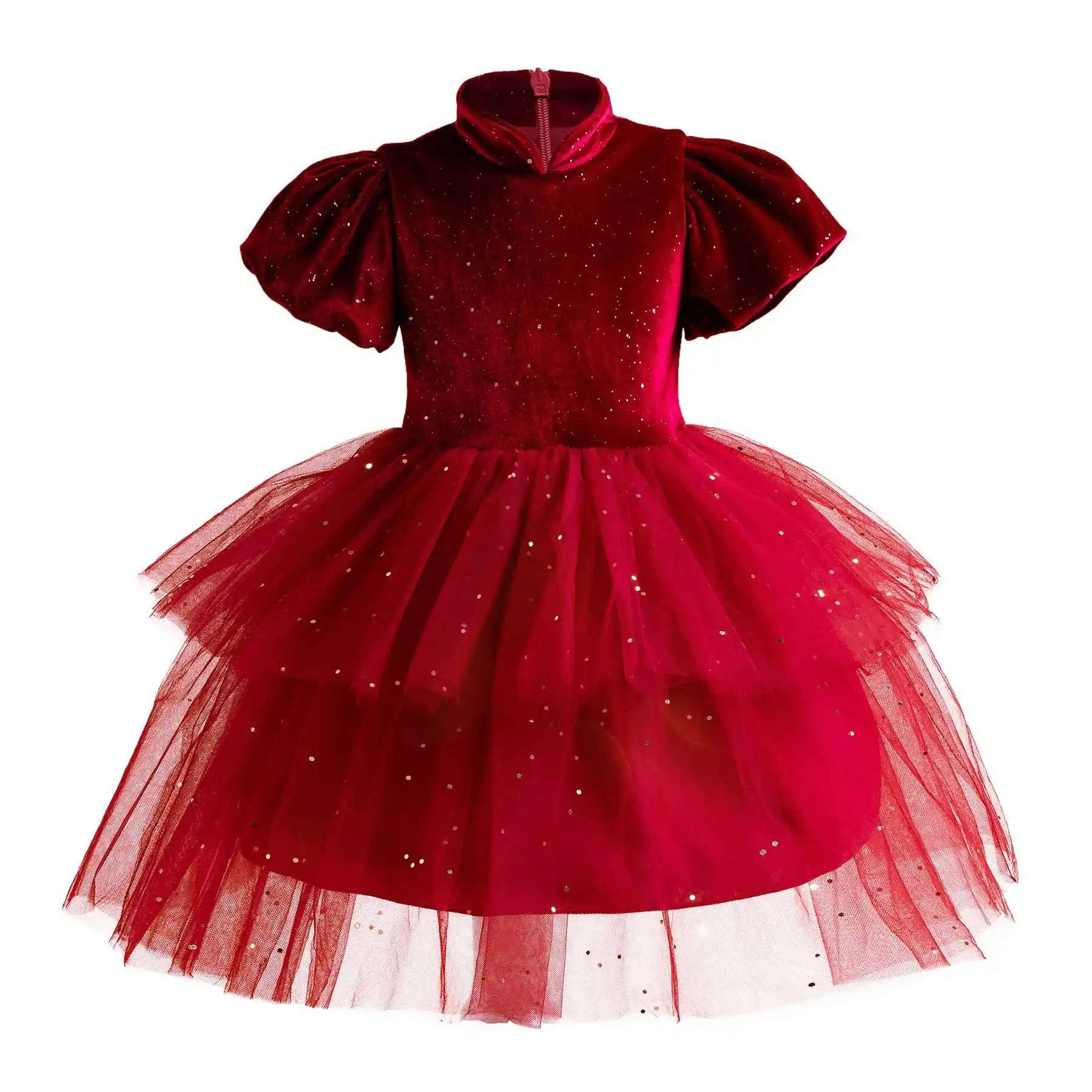 Vestido rojo de Navidad para niñas, vestidos de cumpleaños de manga corta de verano, vestido de fiesta de Navidad de princesa a la moda, tutú, tela para niños