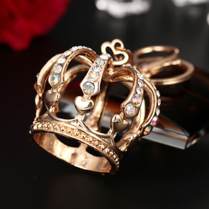 Bling Crystal Rhinestone Crown <strong>Key</strong> Chains Sparkly 3D Crown Shape Keychain Metal <strong>Key</strong> Rings Charm Pendants Fashion Crown Keychains