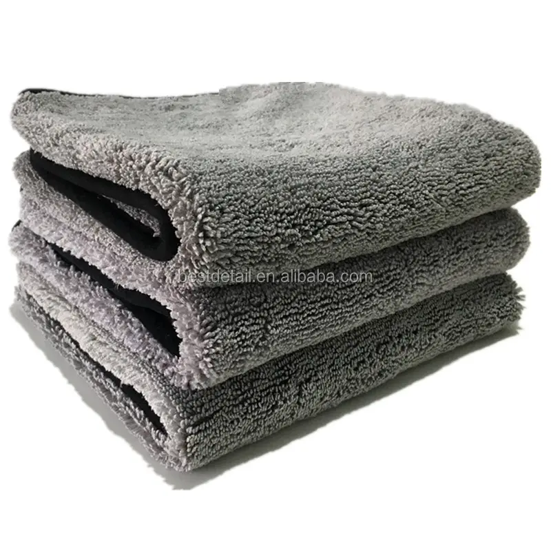 Toalha de lavagem de carro em microfibra, toalha cinza absorvente de água 16x16 400 gsm para secagem e limpeza de automóveis