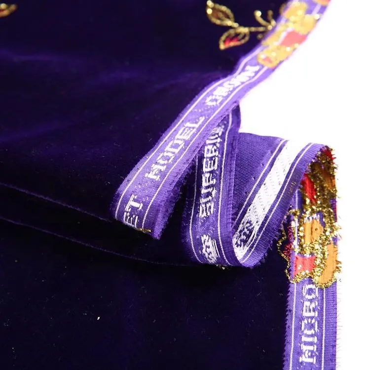 Mua Nhà Máy Giá Tùy Chỉnh Thời Trang Màu Tím Sequin Lá Nhung 5000 In Vải Cho Váy Áo Choàng Từ Trung Quốc