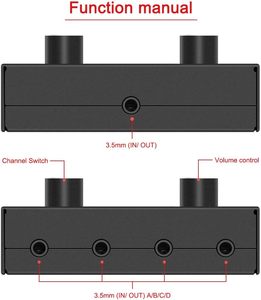 4 Ports 3.5mm Stereo <strong>Audio</strong> Switcher 4 Way Stereo <strong>Audio</strong> Selector 4 <strong>Input</strong> <strong>1</strong> <strong>Output</strong> /<strong>1</strong> in 4 Out <strong>Audio</strong> <strong>Splitter</strong> with Volume Control