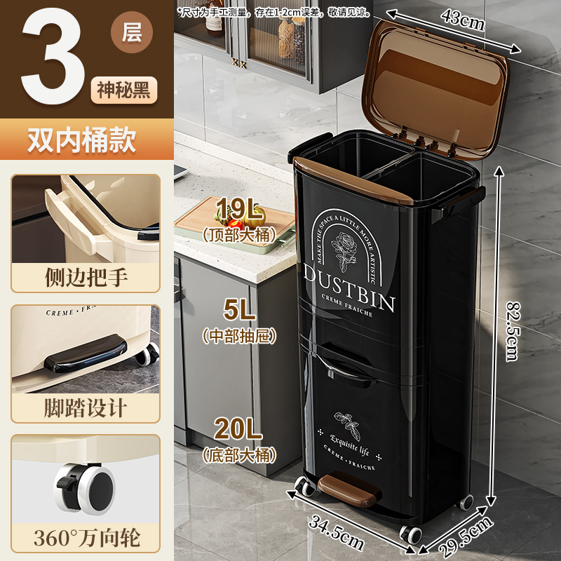 Upper double barrel drawer lower partition-mysterious black
