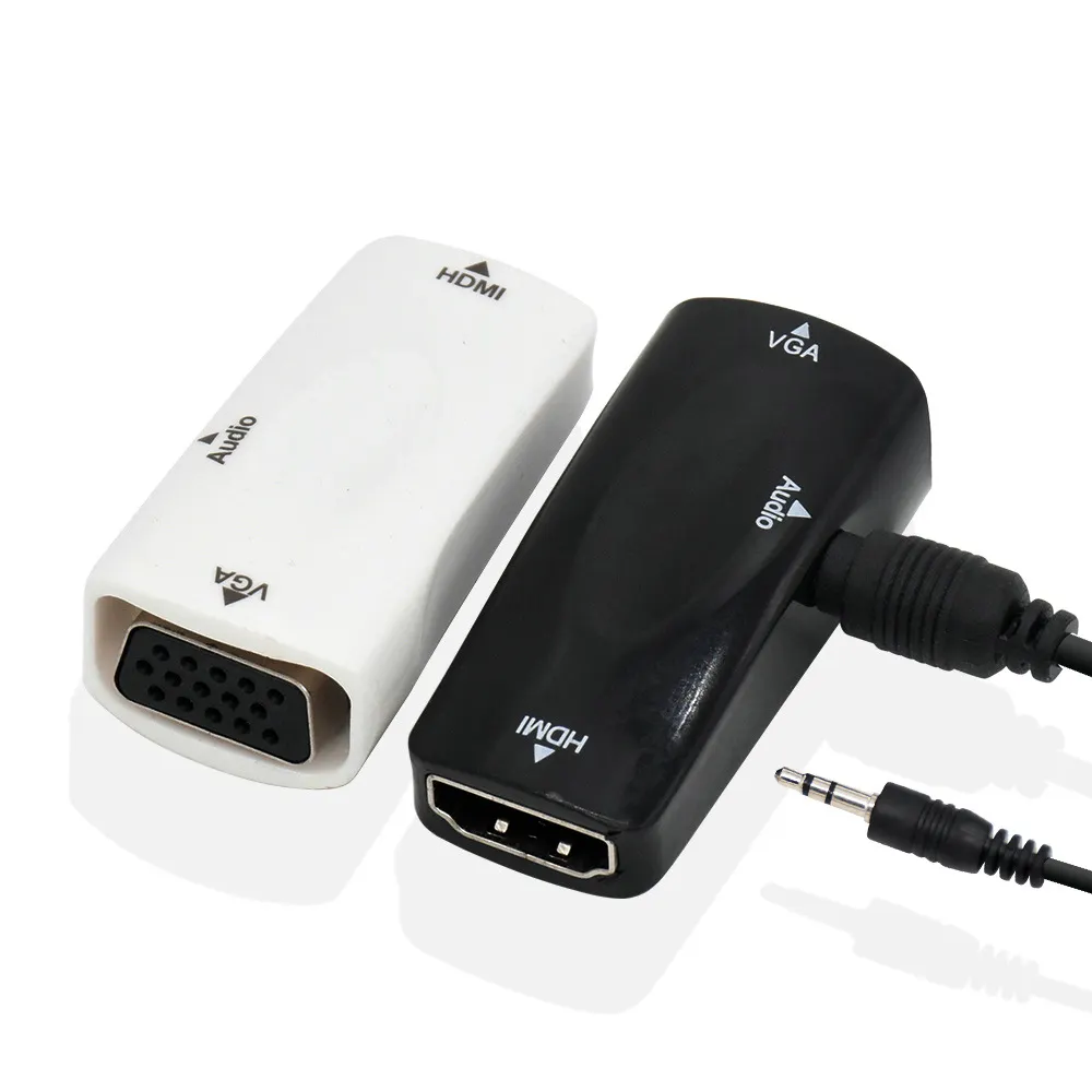 محول HDMI إلى VGA مع كابل صوت مطلي بالذهب 1080P محول HDMI إلى VGA لجهاز الكمبيوتر المكتبي / التلفزيون / إكس بوكس / الكمبيوتر المحمول / جهاز العرض