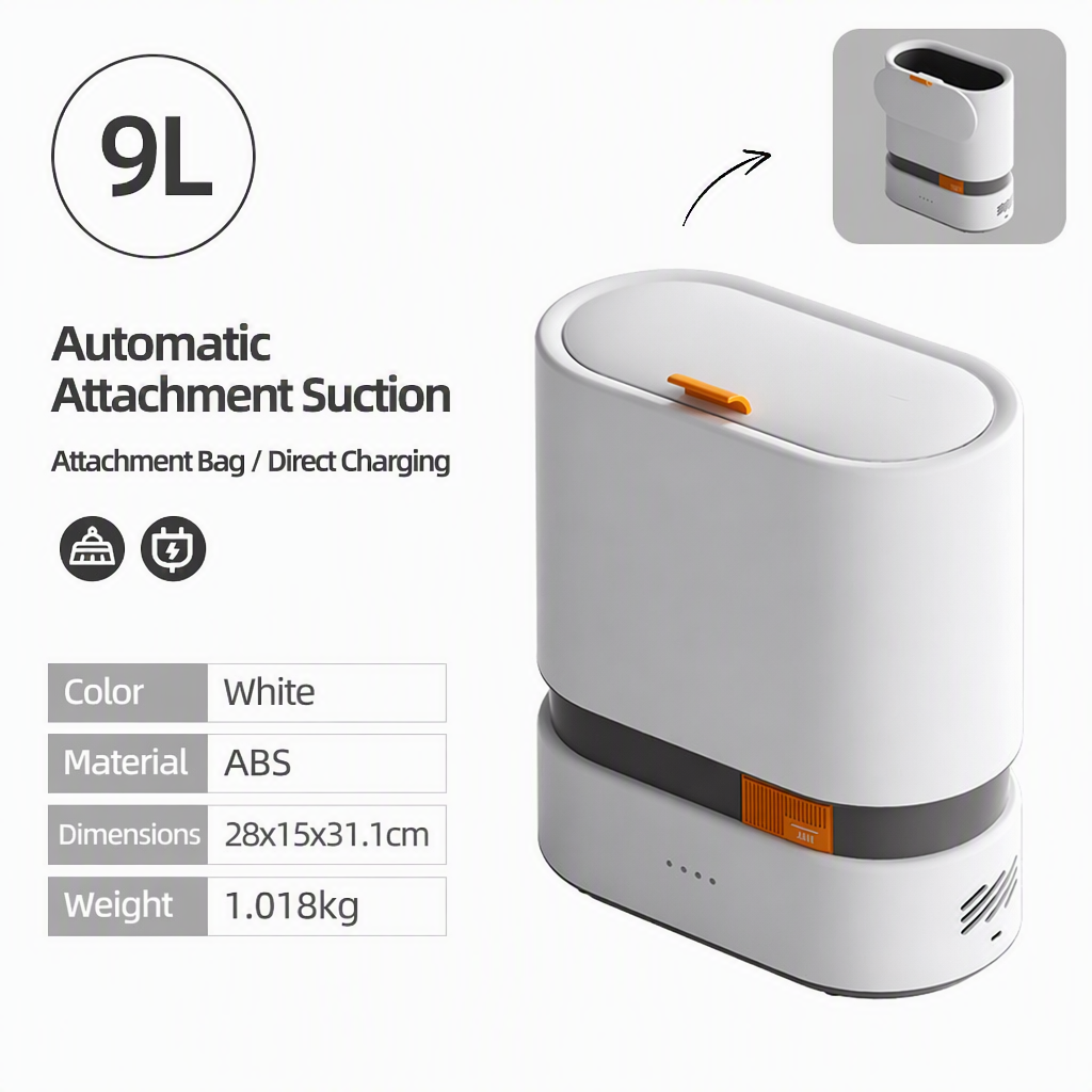 9L Xiaomi white oval trash can with lid-direct charging