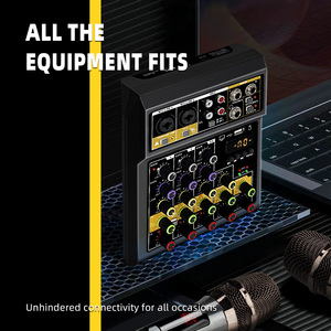 Çift kablosuz mikrofon kayıt masaüstü ses mikseri 4 kanal DJ mikseri ile stüdyo ses kartı mikser - Product Image 4