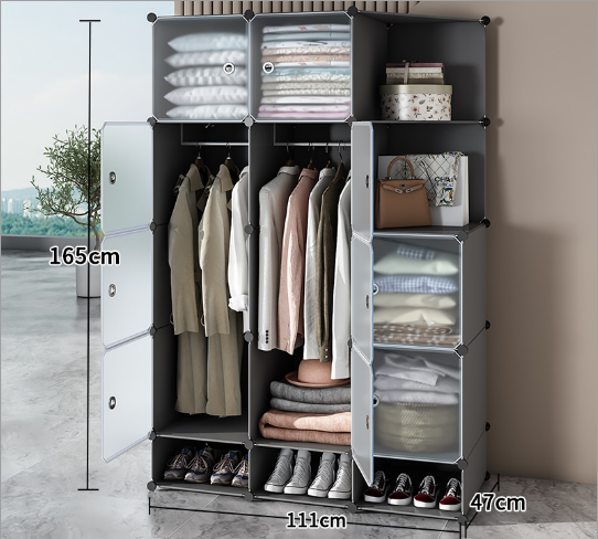 10 puertas 2 perchas-gris + transparente