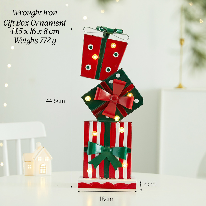 Ornement de boîte cadeau en fer forgé