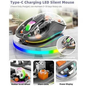 New Style Fully Transparent <strong>Mouse</strong> Bt Wireless Tri-mode Mute Led Lamp Type-c <strong>Mice</strong> 2400dpi Intelligence Office Gift - Product Image 6