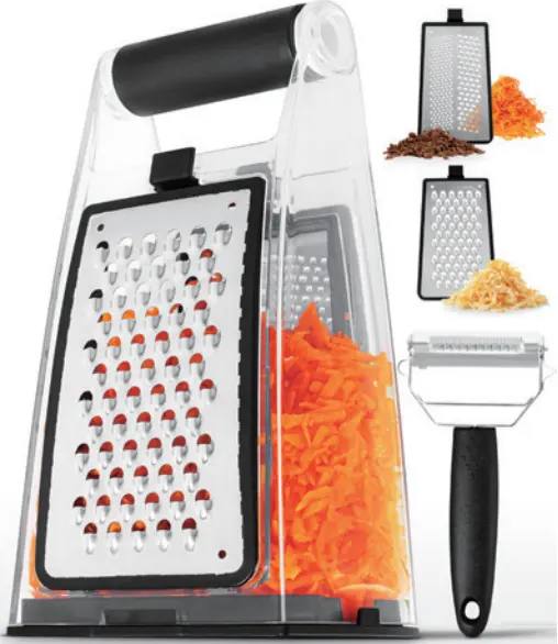 Cheese Grater with Container - Box Grater Cheese with Handle