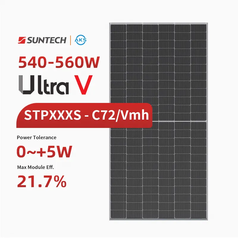 Hochleistungs-Sun-Tech Ultra V 182mm 540W 545W 550W 555W 560W PV-Module Solarpanels ystem für zu Hause