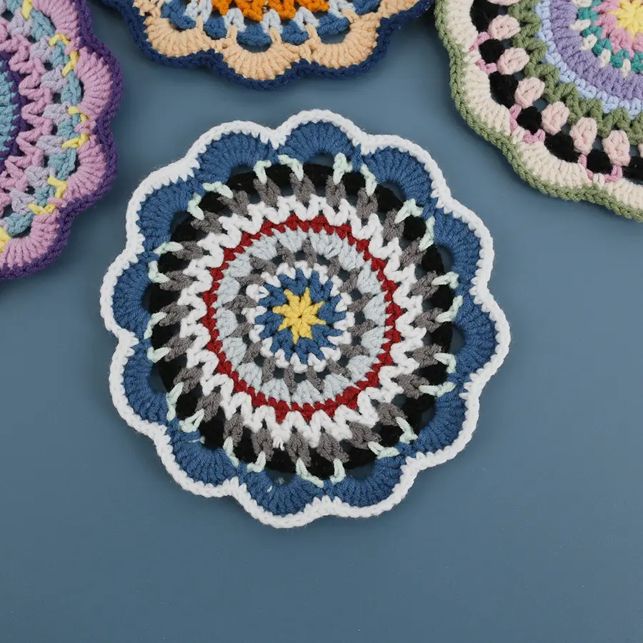 2024 Handmade Crochet Doily Mandala Multi Colored Christmas Doilies Beautiful Doilies Cotton Home Decor Crochet Mandala coaster