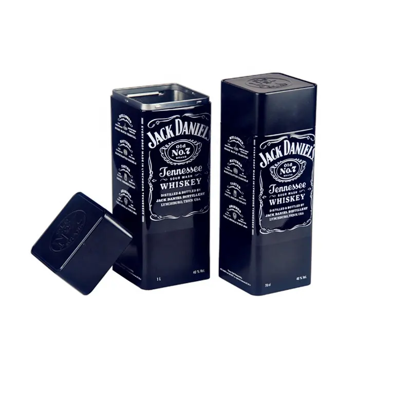 Vacío Whisky contenedor de Metal Vintage Paquete de botellas de latas de Metal cuadrado forma profundo vino caja de la lata