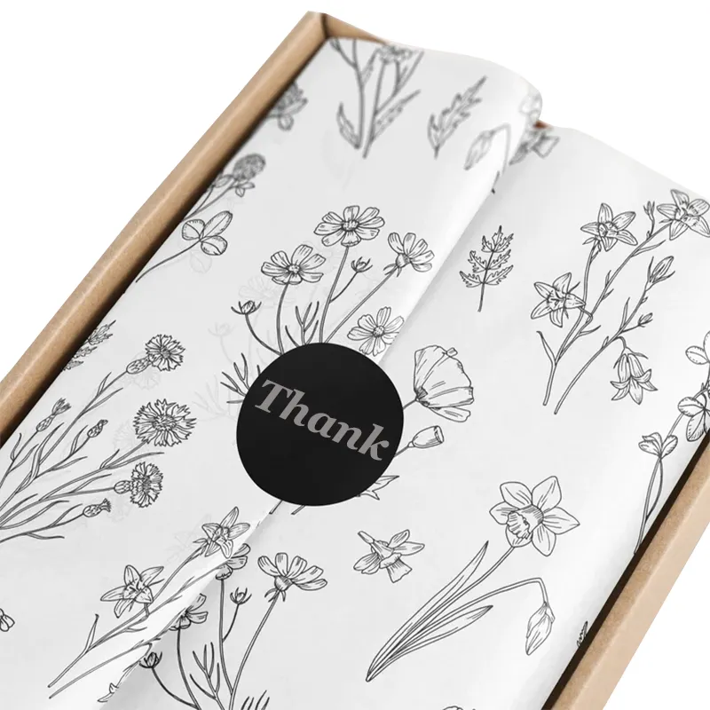 Impressão do logotipo personalizado 17 gsm papel de embalagem biodegradável Branco Silk wrap papéis papel tecido para flor