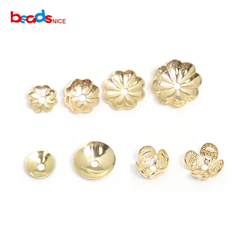 Manik-manik Bunga Berisi Emas Beadsnice untuk Gelang Kalung Pembuatan Perhiasan Perhiasan Pasokan Grosir ID39855