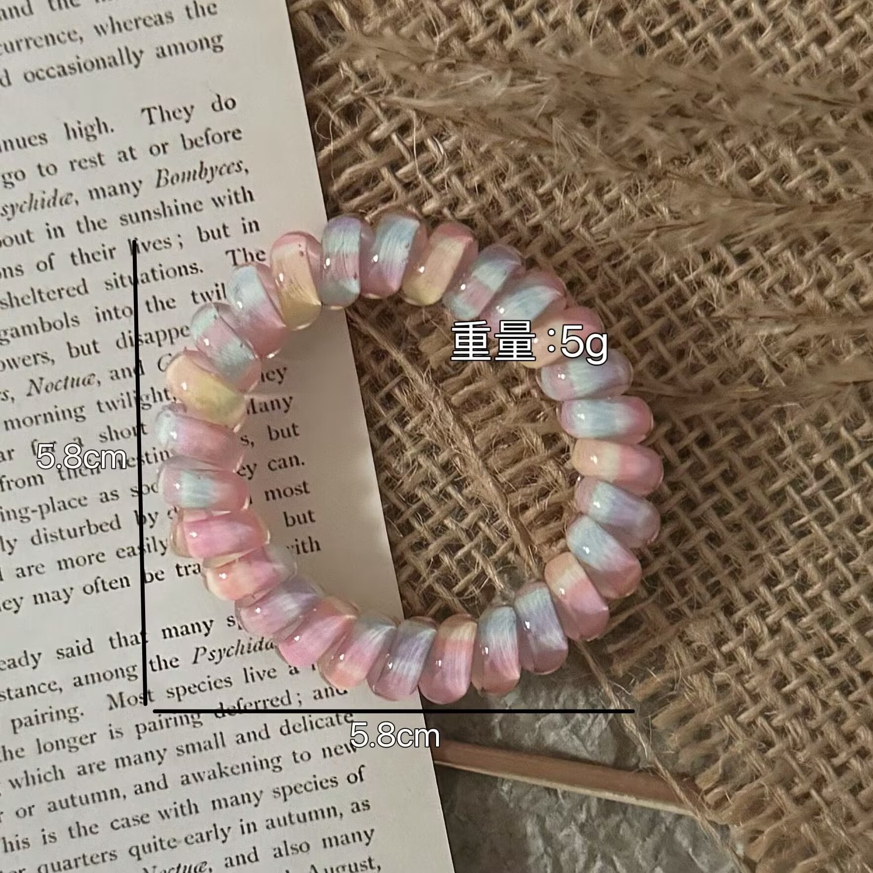Cravatta per capelli con cavo telefonico rosa arcobaleno