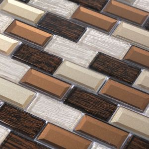 Tường trang trí nội thất thủy tinh khảm hiện đại Dải Gạch <span class=keywords><strong>Mosaic</strong></span> sàn gỗ thiết kế cho nhà bếp phòng ngủ cho trang trí nội thất giá bán buôn - Product Image 2