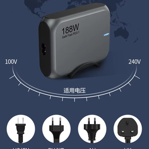 Wandkey 188W 140W Multi-port Desktop Charger 5 Port GaN PD 3.1 Fast Portable Type C Charger 3C2A with EU <strong>US</strong> UK <strong>AU</strong> <strong>Plug</strong> - Product Image 4