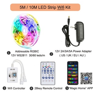 Chasing Effect RGBIC <strong>Dream</strong> Color 12V 5m 10m Magic Rainbow Music Sync Smart Dreamcolor <strong>LED</strong> Strip Light Kit - Product Image 4