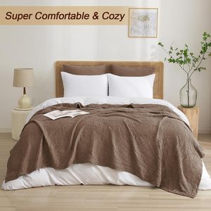 クラウドランドワッフルブランケットサテントリムビスコース竹ワッフルウィーブブランケット卸売モスリンワッフルブランケット