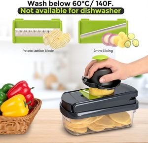 12-in-1 çok fonksiyonlu gıda parçalayıcı profesyonel soğan kıyıcı ile 7 bıçakları sebze kesici ile konteyner için salata - Product Image 4