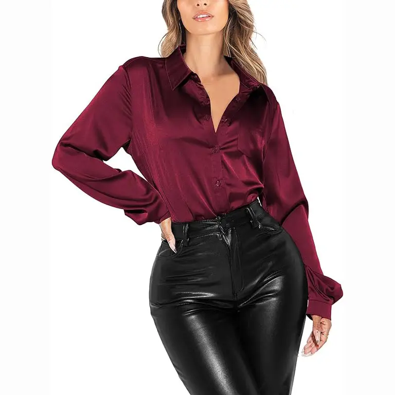 Camisas brillantes de la mejor venta para mujer blusa elegante aceptar logotipo personalizado blusa de mujer de alta calidad