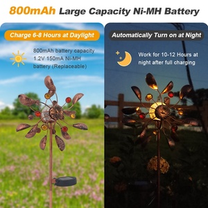 New Arrival Unique Design Metal Art Hand Made 360 Degree Rotation Solar Lamp <strong>LED</strong> Light <strong>up</strong> Garden Park Dec <strong>Wind</strong> Spinners - Product Image 4