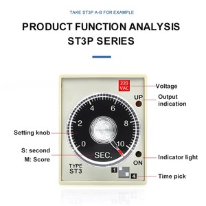 ST3P-Verzögerungsrelais 220-V-Verzögerungszeitgeber DC 12V 24V 110V 220V 380V 8-polig plus ST3P-Basiszeitrelais ST3P-Timer - Product Image 3