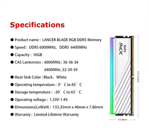 Original ADATA DDR5 RAM mit RGB Desktop-Speicher 6000MHz 6400MHz 16GB 32GB XPG DDR5 D300G Speicher modul mit Kühlkörper - Product Image 4