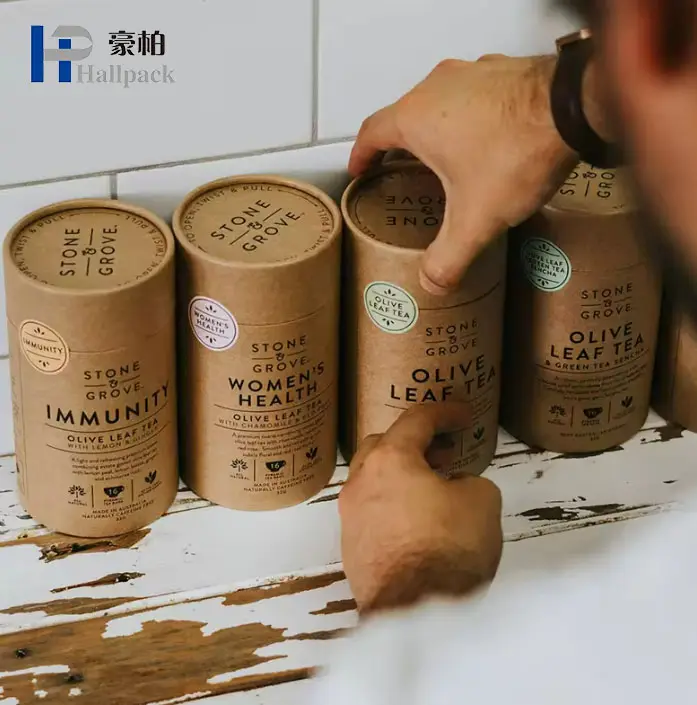 Contenitori di cartone a cilindro tondo stampati personalizzati per il caffè tè cibo per imballaggio in carta cilindro rotondo