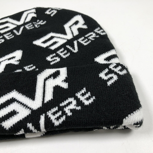 Tùy chỉnh dệt kim Beanie với lặp đi lặp lại logo trên tất cả các in cổ điển cổ Điển Mùa Đông mũ unisex charactere Jacquard ấm toque - Product Image 3