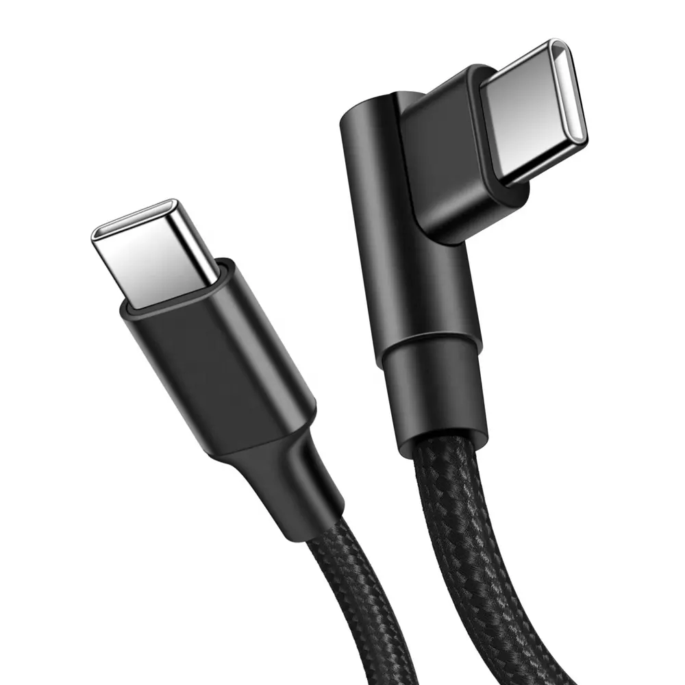 Gran oferta, cable de datos USB de carga rápida de nailon trenzado 60W PD, cable tipo C de 90 grados en forma de L para iPhone 15, Cables USB C