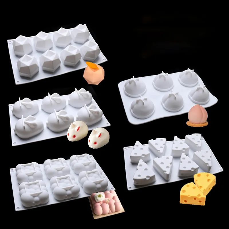 Bánh sô cô la trang trí công cụ 3D Kem xà phòng nến Mousse pho mát bánh Silicone khuôn