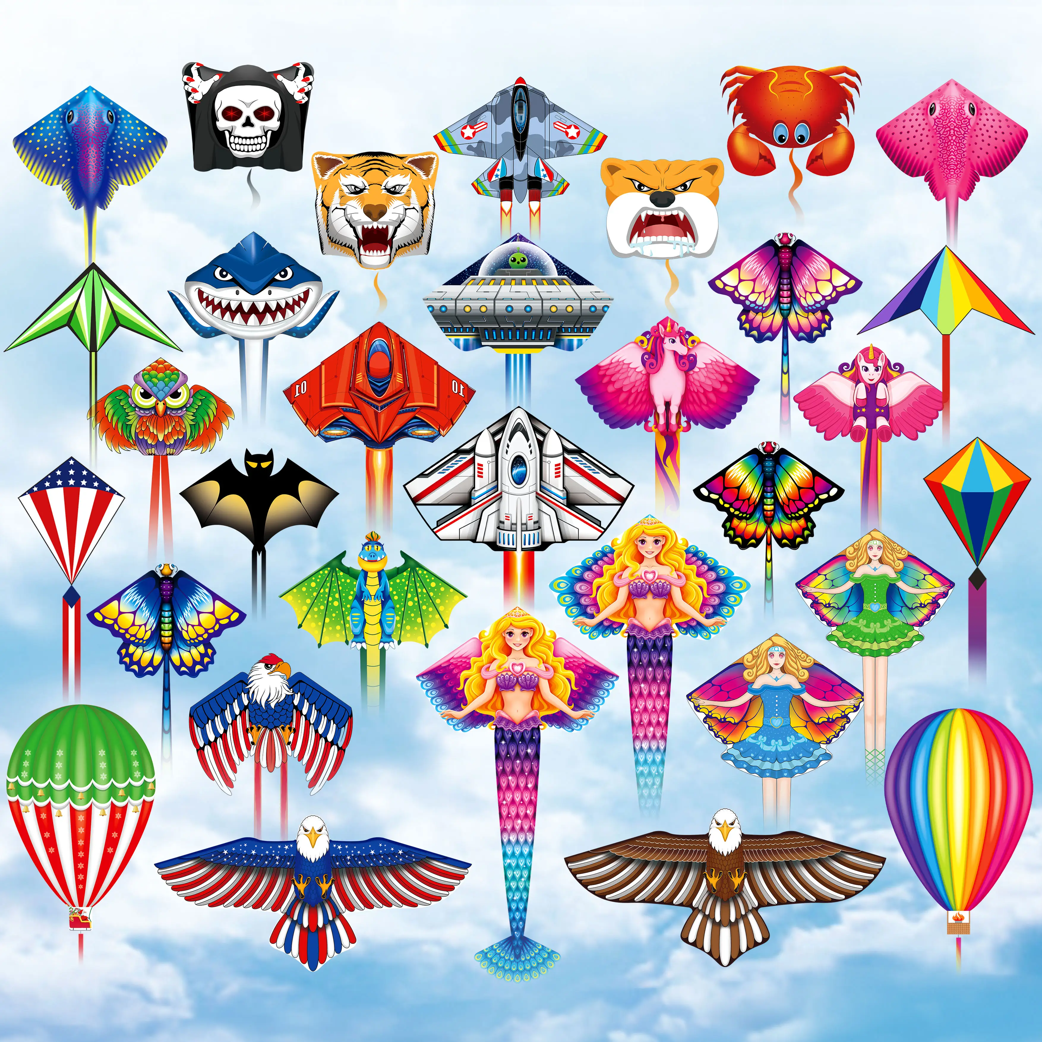 Wholesale Cheap High Quality Custom Logo Outdoor Various Animal Print Activities Children Easy Fly Flying Kites For Kids