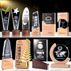 Mô hình phổ biến với độc đáo pha lê Trophy được khắc với huy chương, rắn gỗ tuyệt vời nhân viên hàng năm kỷ niệm Trophy - Product Image 3