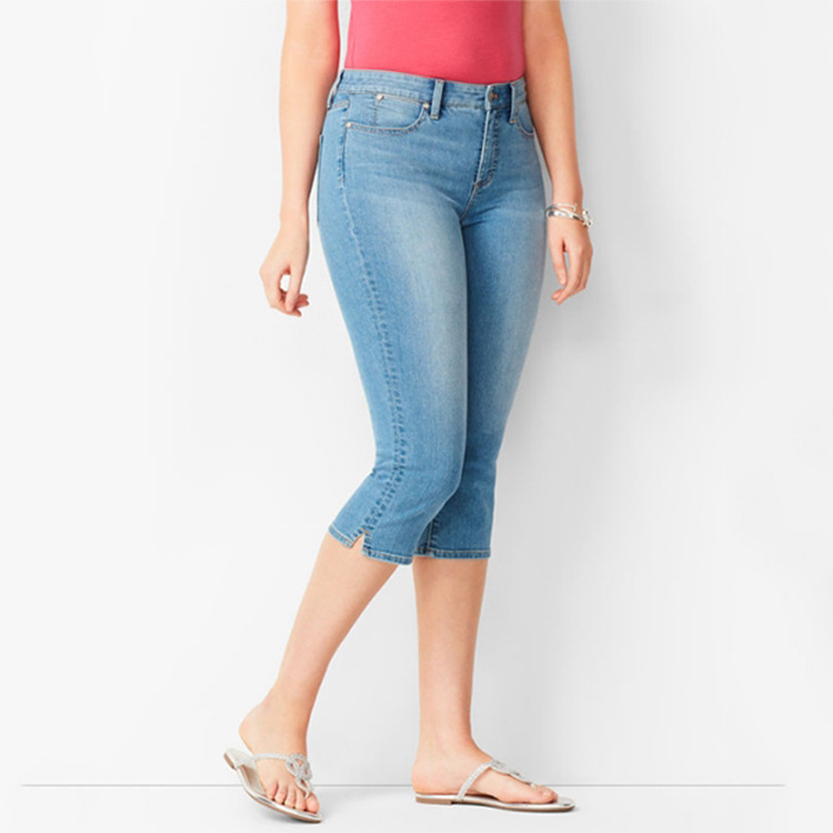 Light Blue High Rise Skinny Stretch Cropped Jeans