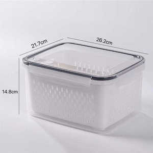 Refrigerador rectangular organizador contenedor de almacenamiento de alimentos con colador - Product Image 3