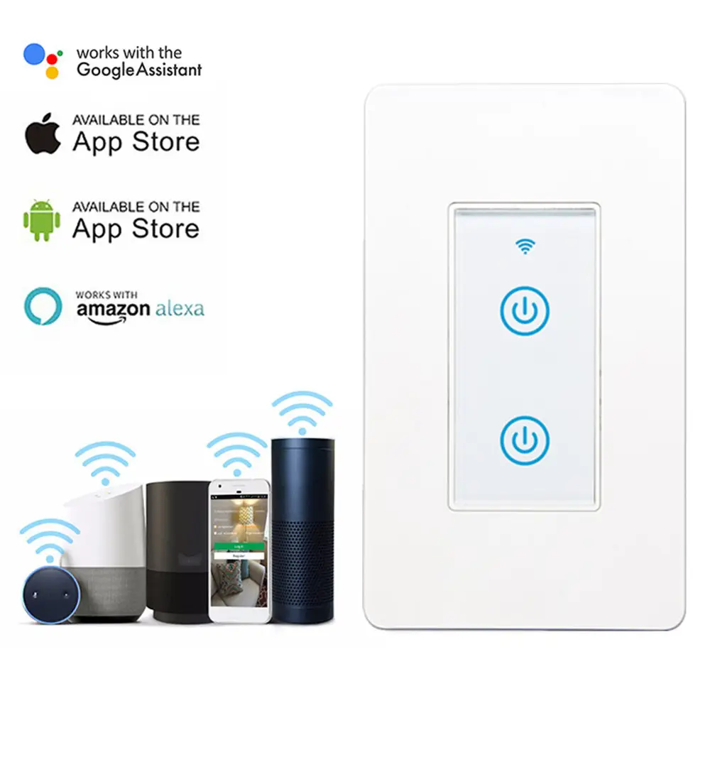 Abd standart Tuya Zigbee uzaktan kumanda duvar dokunmatik 2 gang akıllı anahtar desteği Alexa Echo nokta Google ev ses kontrolü