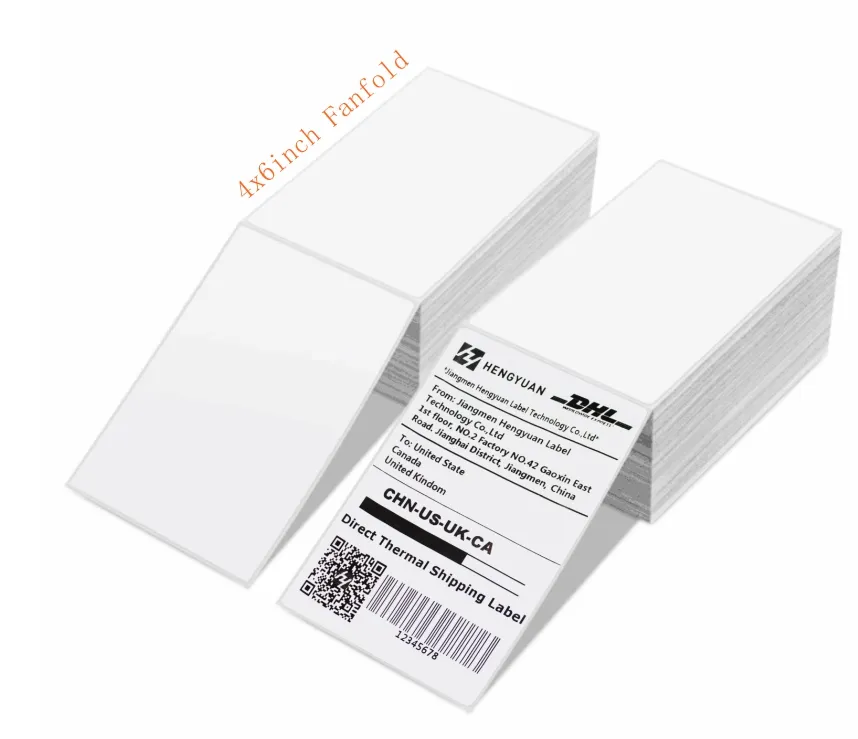 Adesivo dobrável branco em branco a6, etiqueta térmica dobrável de papel 100x150 rolo de remessa 4x6