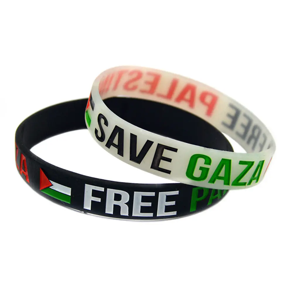 Bracelet de drapeau de pays de Palestine bracelet de bracelet de silicone de conception libre quantité minimale de commande bas bracelet de la Palestine