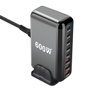 600W masaüstü GaN hızlı PD şarj 8 port USB tip-c adaptörü akıllı dijital cep scooter kulaklık için şarj standı standı - Product Image 1