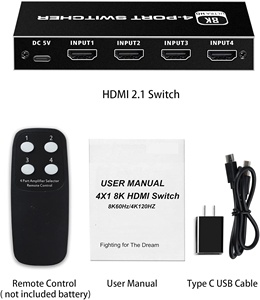 SY 8K 60HZ HDMI <strong>Splitter</strong> Switch 4K@120Hz HDMI <strong>2</strong>.<strong>1</strong> <strong>Switcher</strong> 4 <strong>2</strong> in <strong>1</strong> Out Audio Converter 4x1 for PS4 PS5 Xbox hdmi Switch 8k