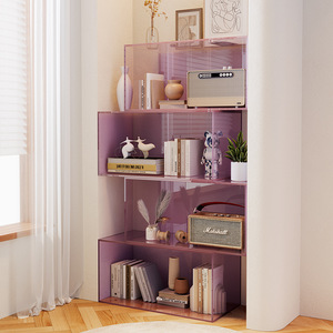 Giá sách acrylic đơn giản thủ công, tủ sách trong suốt để đồ ăn nhỏ, giá để đồ nhẹ trên sàn nhà - Product Image 3