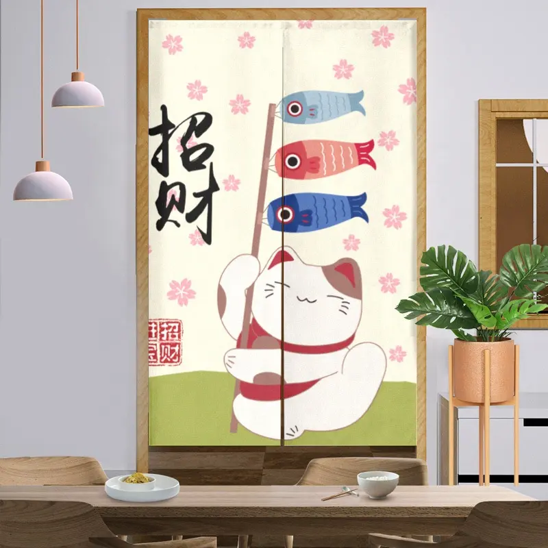 Gato de la suerte Noren japonés 3D impreso cortina Noren cortina japonesa entrada Feng Shui puerta cortina